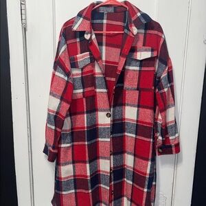 Plaid Red and Black Women's Jacket